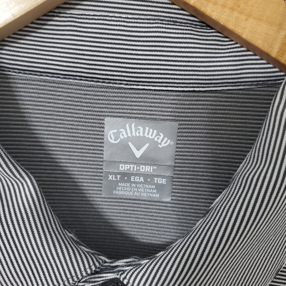 Callaway Opti Dri Golf Polo Shirt Black Striped  XLT - Picture 2 of 6